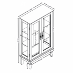 2 Doors Curio Cabinet with Tempered Glass Doors, Curio Cabinets with Mirrored Back Panel and Adjustable Shelves, Lighted Display Cabinet for Home, Office Light Bulb Included Cherry - Image 3