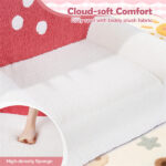 Pink + Beige Kids Sofa, Soft Teddy Fleece Foam Couch with Carry Handle & Removable Machine-Washable Cover - Image 8