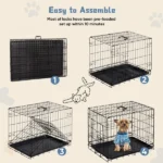 Dog Crate, 30 Inch Medium Folding Metal Wire Pet Single Door Dog Cage with Divider Panel and Plastic Leak-Proof Pan Tray, Outdoor(Shipment from Walmart) - Image 5