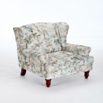 Modern Accent Chair with Retro Wood Legs, Comfy Upholstered Armchair, Floral Design Single Sofa Chair for Living Room Bedroom Office - Floral Blue Bird - Image 17
