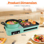 3-in-1 Electric Hot Pot with Grill & Fry Pan - 1600W Fast Even Heating, Independent Dual Temp Control (284℉-500℉), Non-Stick Smokeless, Detachable Dishwasher Safe for 3-5 People - Image 9