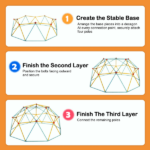 10FT Climbing Dome for Kids Jungle Gym Apply To Park Dome Climber With Swing Playground Equipment,Blue - Image 3