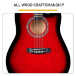 Turn red 41-inch Dreadnought barrel-shaped cutaway acoustic guitar with pick, strings, capo, gig bag, tuner, wrench tool, and shoulder strap - Image 6