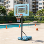 Adjustable Height Portable Basketball Hoop Stand 36.5-48.5 Inch Poolside System with Clear Backboard And Fillable Base for Whole Family - Blue Black Red - Image 6