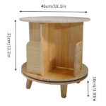 1-Layer Rotating Bookcase 360 Rotating Display Rack Pine Wood Rotating Bookshelf - Image 15