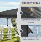 10'x20' Instant Pop Up Canopy Tent Black, 6 Panels 2 Doors 4 Mesh Windows, 28/22mm Powder Coated Steel Frame, 10x20mm Crossbar, 210D Oxford Folding Outdoor Tent with Carry Bag No Sandbags - Image 5