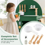 Green Wooden Kids Play Kitchen with Interactive Stove & Sink, ASTM/CPSIA Compliant Pretend Cooking Set for Ages 3+ - Image 4