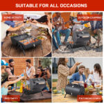 Portable Charcoal Grill with Thermometer & Wooden Handle, Compact Tabletop Barbecue Grill for Outdoor Camping BBQ Grilling Backyard Party Cooking - Image 12