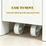 White Slim Bathroom Cabinet Freestanding Storage with Toilet Paper Holder 2 Drawers Side Towel Rack Wheels 7x20.5x24.75 Inches - Image 4