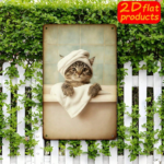 CIFbuy Cute Little Cat Bathing Metal Plaque Sign 2D" Flat Unframed, UV Resistant Outdoor Indoor Decor 7.87*11.81 I Sign 2D ikTok, Sign 2D ikTok, t Self-pickup Logiopics - Image 5