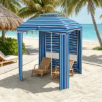 Blue Stripe 5.8ft x 5.8ft Travel Beach Umbrella – with Side Walls, Air Vents, Ruffles and Carry Bag - Image 6