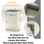 10-Gallon Woodgrain Tilt-Out Trash Can Cabinet Wooden Garbage Recycling Cabinet with Wave-Textured Hideaway Drawer&Pull-Out Bin-Multipurpose Kitchen/Bath Organizer in Antique White Finish - Image 5