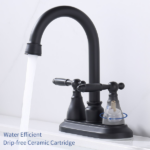 Bathroom Faucet Matte Black 360 Degree High Arc Swivel Spout 4 in Centerset Vanity Faucet Modern Bathroom Faucets 2/3 Holes Lavatory Faucet NOT INCULED Drain[Unable ship on weekends, TK/TEMU only for pickup, only TX10643 warehouse supports GOFO] - Image 5