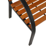 48" Hardwood Slotted Steel Cast Iron Frame Outdoor Patio Garden Bench Park Seat - Image 5