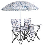 Portable Outdoor 2-Seat Folding Chair with Removable Sun Umbrella Coconut Tree - Image 11