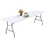 8FT Folding Picnic Table for Outdoor, Portable Fold-in-Half Plastic Dining Picnic Party Table with Carrying Handle (Shipment from Walmart)