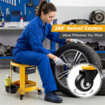 Workshop Creeper Seat with Removable Padded Seat and Drawers-Yellow - Image 9