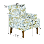 Accent Chair, Floral Armchair, Nailhead Trim, Gold and Grey Decor, Solid Wood Legs, Farmhouse Furniture, Upholstered Slipper Chair, Side Chair, Traditional Print, Wayfair Living Room. - Image 2