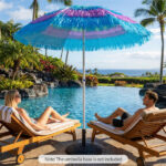 6ft Thatched Tiki Patio Umbrella, Tropical Outdoor Umbrella with Push Button Tilt (Multicolor) - Image 2