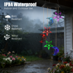2PCS-Outdoor Solar Wind Chimes, Moon and Star Color Changing LED Light, Waterproof Hanging Decor for Patio Garden Yard, Perfect Gift - Image 12