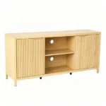 Not selling on Amazon Fluted Double Door Tall TV Stand for TVs up to 70 Inch, Mid Century Media Console Cabinet with Adjustable Open Storage Compartment, Wood Entertainment Center 58.07"L×15.75"D×24.80"H for Living Room Bedroom, Natural Wood - Image 9