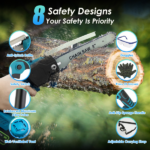 2-in-1 Cordless Pole Saw & Handheld Chainsaw, 1200W Brushless Motor with 2×3000mAh Batteries, 13FT Reach Adjustable Head, Auto Oil Lubrication & Safety Kit for Tree Pruning - Image 9