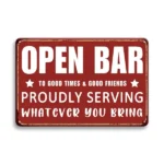 CIFbuy 2D Vintage Open Bar Aluminum Sign Rustic Red White Distressed Wall Decor for Home Bar Man Cave 8x12 Inches (TikTok, temu pick-up service)