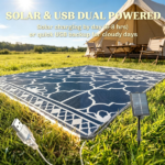 Reversible LED Light Outdoor Rug Carpet 12'x9' PP Straw Material with Carry Bag And Ground Stakes for Garden Patio Decor - Image 7