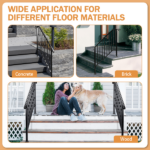 [Same Code 16547875 16547875]Matte Black Outdoor 3 Level Iron Handrail - Image 8