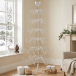 6ft White PVC Metal Artificial Christmas Tree with Bow Topper, No Extra Ornaments, Daily Decor Tree - Image 10