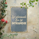 CIFbuy Vintage Turkish Quote Metal Sign, Iyi İNTİKAMDIR Retro Plaque, Gray Frosted Aged Frame 2D Flat Wall Art, 2D Flat Wall Art, Home Dec ikTok, ikTok, rosted Aged Frame 2D Flat Wall Art Self-yickup LogiopDece, Gray Frosted - Image 6