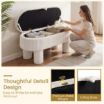 Beige 42 Inch Corduroy Storage Bench, Plush Foam Cushion & Hidden Compartment, 400LBS Seat Weight Capacity - Image 4