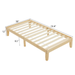 Twin Basic Bed Frame Pine Wood Painted Surface Bed Single Bed 74.41*37.99*12in Wood - Image 3