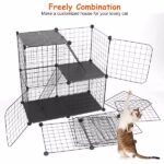 Cat Cage DIY Indoor Pet Home Small Animal House Detachable Playpen with 3 Doors 3 Tiers for Kitten Puppy Bunny Exercise. (Black 28.15x13.97x42.12in) - Image 6