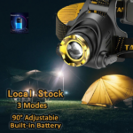 2 Pack USB Rechargeable LED Headlamp 3-Modes Adjustable Camping Hiking Headlight W/Car Charger+USB Cable (US Logistics For USPS/DHL/Fedex/UPS. No designated logistics accepted TK/TMEU only For self-pickup - Image 11