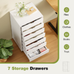 7-Drawer Portable Storage Cabinet on Wheels for Office, Bedroom & Home Organization, White (Shipment from Walmart) - Image 6
