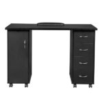 Double Edged Manicure Nail Table with Drawer Black - Image 20