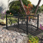 102*51*43cm Garden With Round Iron Ball Flat Top Handrail Garden Iron Bridge Black - Image 12