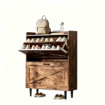 2-Drawer Top-Mounted Barn Door Shoe Cabinet Melamine Board Embossed MDF Shoe Cabinet 31.61*9.45*39.37in Rotten Wood Color - Image 4
