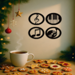 CIFbuy Vintage Music Themed 4 Piece Wall Art Decor Set Elegant Black iron Frame Gift for Music Lovers (TikTok, temu pick-up service) - Image 2