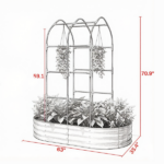 Green Galvanised Metal Raised Garden Bed – 5 x 3 x 6ft Outdoor Planter Box, Arched Trellis, Open Bottom(Only for elevated garden beds) - Image 3
