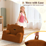 Bear-Shaped Kids Sofa, Teddy Fleece Foam Chair for Toddlers 3+, Portable Bear-Shaped Couch (Brown) - Image 8