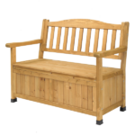 Outdoor Wooden Storage Bench, Large Deck Box with Seating & Armrest, Patio Organizer Loveseat for Garden Porch Deck Backyard Poolside