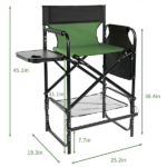 Same Code 53973428 31" Tall Directors Chair with Footrest, 4Portable Bar Height Folding Camping Chair with Built-in Cup Holder, Side Table, Storage Pocket, Olive - Image 4