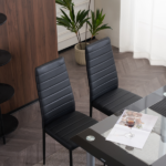 4pcs Elegant Assembled Stripping Texture High Backrest Dining Chairs Black Replace encoding 13028198-18410366 - Image 30