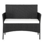 2pcs Arm Chairs 1pc Love Seat & Tempered Glass Coffee Table Rattan Sofa Set Black - Image 51