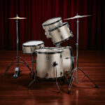 Full Size Adult Drum Set 5-Piece Silver with Bass Drum, two Tom Drum, Snare Drum, Floor Tom, 16" Ride Cymbal, 14" Hi-hat Cymbals, Stool, Drum Pedal, Sticks - Image 9