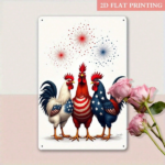 CIFbuy Patriotic Rooster Iron Metal Wall Art, Red White Blue Fireworks Sign, 2D Flat Decor For Home Garden ikTok, ikTok, gn Self-rickup Logiopeneworks Sign - Image 2