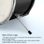 14"x10" 3-Pieces Junior Kids Drum Set Kit Pedal Drum Stick Wrench Drum Stool Black - Image 11