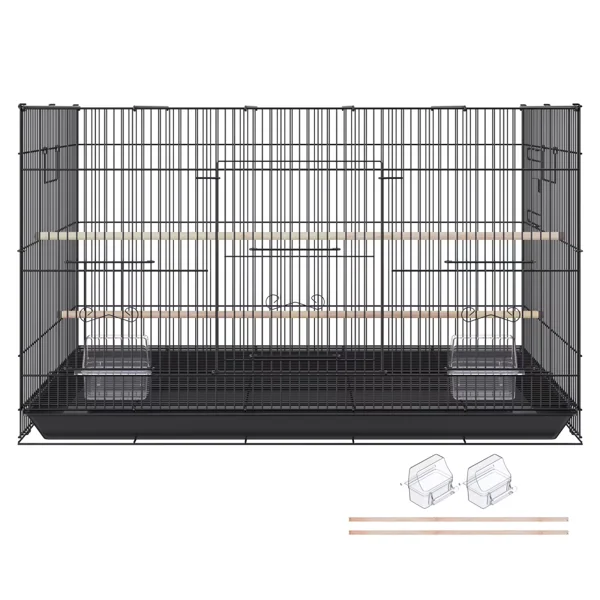 30" Bird Enclosure, Durable Metal Cage for Small Parrots, Budgies, Lovebirds, and Canaries, Includes Mobile Stand and Tray (Shipment from Walmart)